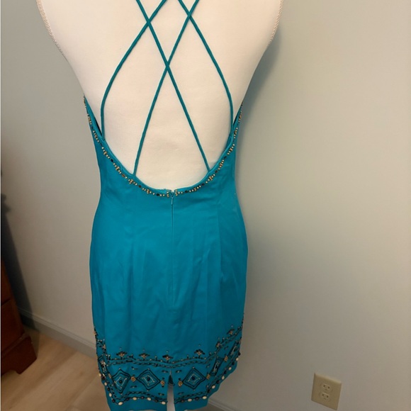 Elegant Teal Halter Dress